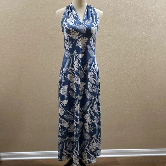Olivia Matthews | Dresses | Olivia Matthews Long Blue And White Dress  Medium | Poshmark